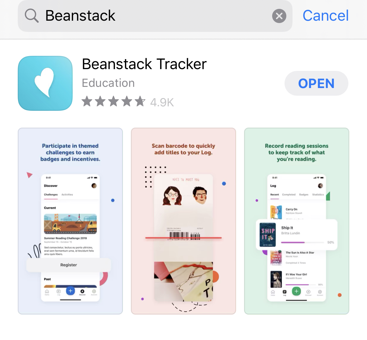 beanstack app screenshot